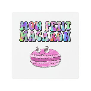Impresión En Metal Mon Petit Macaron Retro Tie Dye Groovy Textos