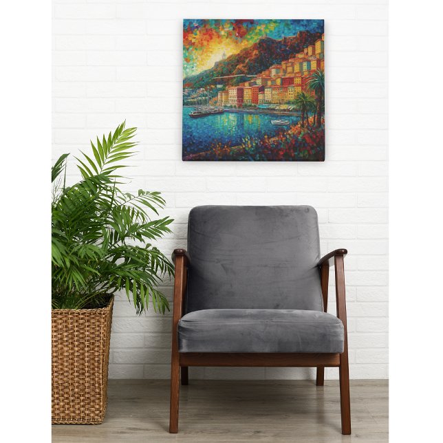 Impresión En Metal Mónaco, bahía de Montecarlo al estilo de van Gogh (Subido por el creador)