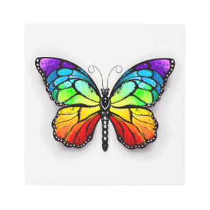 Impresión En Metal Monarca de mariposa arco iris