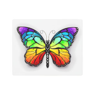 Impresión En Metal Monarca de mariposa arcoiris
