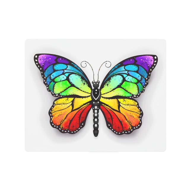 Impresión En Metal Monarca de mariposa arcoiris (Anverso)