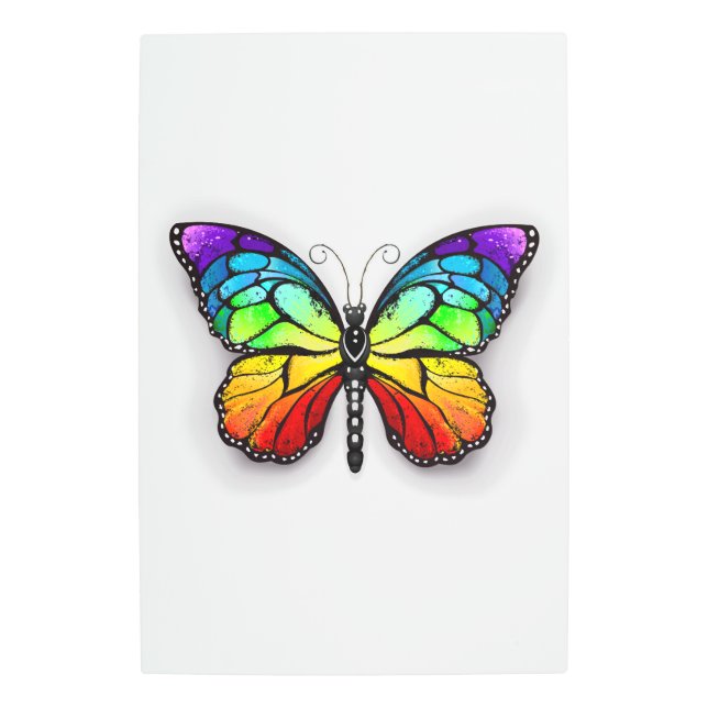 Impresión En Metal Monarca de mariposa arcoiris (Anverso)