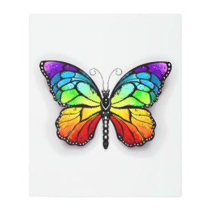 Impresión En Metal Monarca de mariposa arcoiris