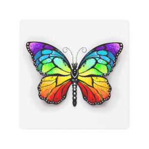 Impresión En Metal Monarca de mariposa arcoiris