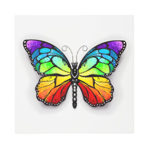 Impresión En Metal Monarca de mariposa arcoiris