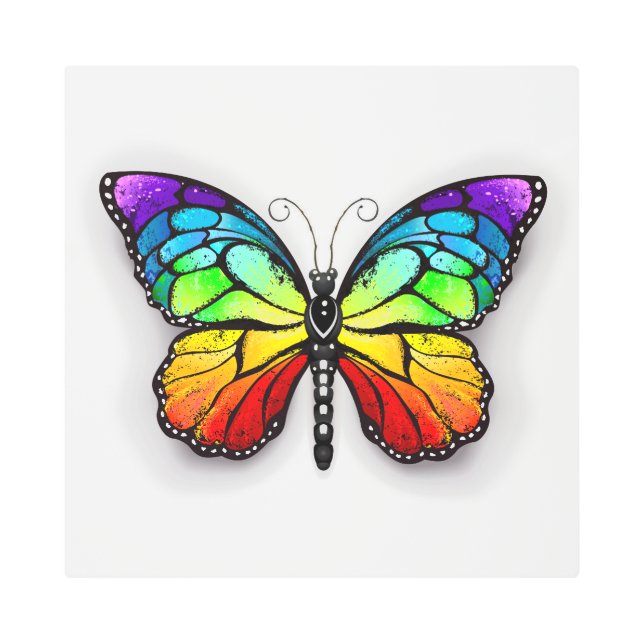 Impresión En Metal Monarca de mariposa arcoiris (Anverso)