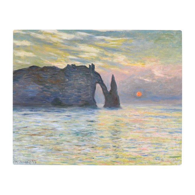 Impresión En Metal Monet - Manneport, acantilado en Etretat, Sunset (Anverso)