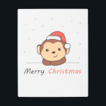 Impresión En Metal Monkey Christmas Snow Winter Animals Monkeys<br><div class="desc">The monkey at Christmas with a Santa hat. Funny animals with gifts and snow for the holidays. A sweet Christmas greeting. Monkeys are cute animals and perfect for Christmas.</div>