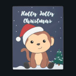 Impresión En Metal Monkey Christmas Snow Winter Animals Monkeys Metal<br><div class="desc">The monkey for Christmas with fairy lights. Funny animals with gifts and snow for the holidays. Also funny for christmas in July. Monkeys are cute animals and perfect for Christmas.</div>