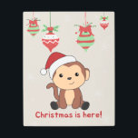 Impresión En Metal Monkey Christmas Snow Winter Animals Monkeys Metal<br><div class="desc">The monkey for Christmas with fairy lights. Funny animals with gifts and snow for the holidays. Also funny for christmas in July. Monkeys are cute animals and perfect for Christmas.</div>