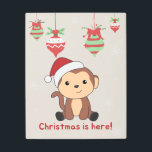 Impresión En Metal Monkey Christmas Snow Winter Animals Monkeys Metal<br><div class="desc">The monkey for Christmas with fairy lights. Funny animals with gifts and snow for the holidays. Also funny for christmas in July. Monkeys are cute animals and perfect for Christmas.</div>
