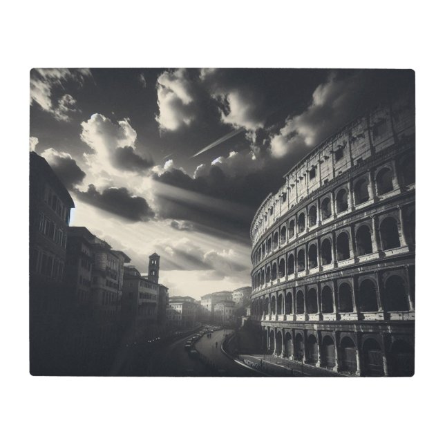 Impresión En Metal Monocromo del Coliseo Romano - Fuerza antigua (Anverso)