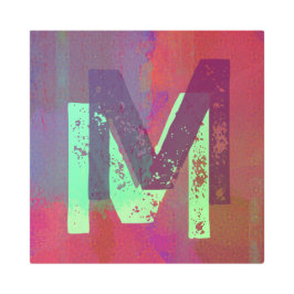 Impresión En Metal Monogram Initials Grunge Funky Purple Green Art
