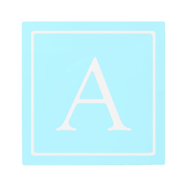 Impresión En Metal Monograma azul cielo simple (Anverso)