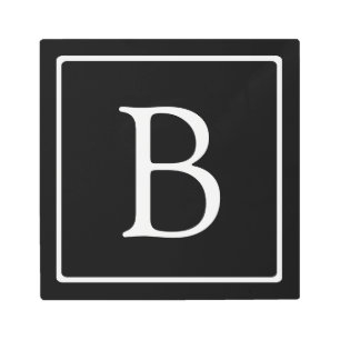 Impresión En Metal Monograma clásico simple   Texto negro con blanco