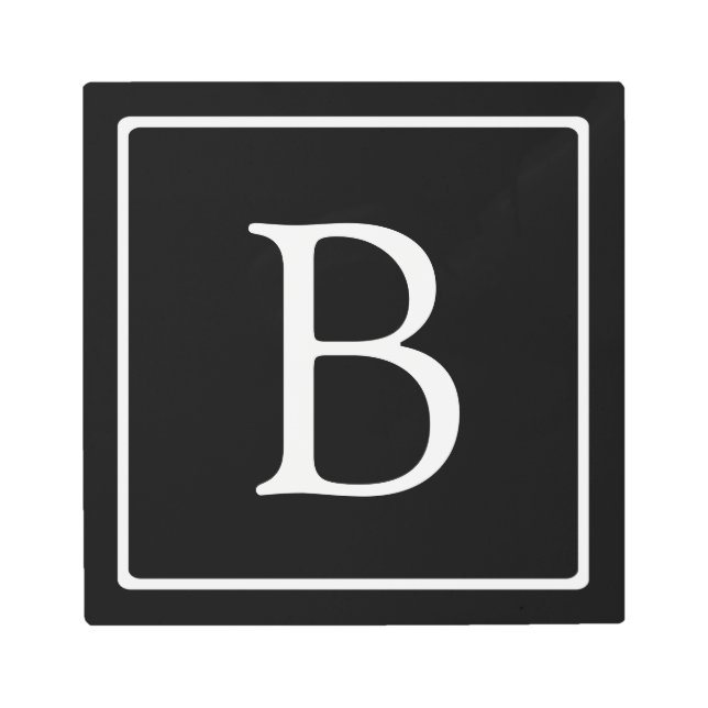 Impresión En Metal Monograma clásico simple | Texto negro con blanco (Anverso)