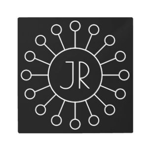 Impresión En Metal Monograma con el logotipo Guay Vintage   Blanco y 