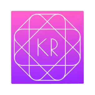 Impresión En Metal Monograma geométrico de Guay   Violeta púrpura mag