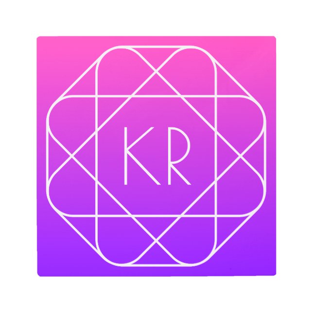 Impresión En Metal Monograma geométrico de Guay | Violeta púrpura mag (Anverso)