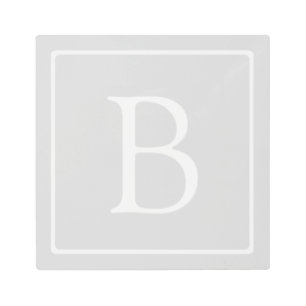 Impresión En Metal Monograma gris claro simple