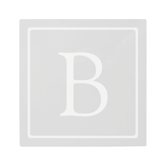 Impresión En Metal Monograma gris claro simple (Anverso)