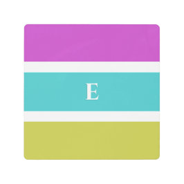 Impresión En Metal Monograma inicial contemporáneo brillante a rayas