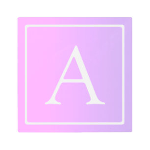 Impresión En Metal Monograma simple Ombre rosa/morado sutil