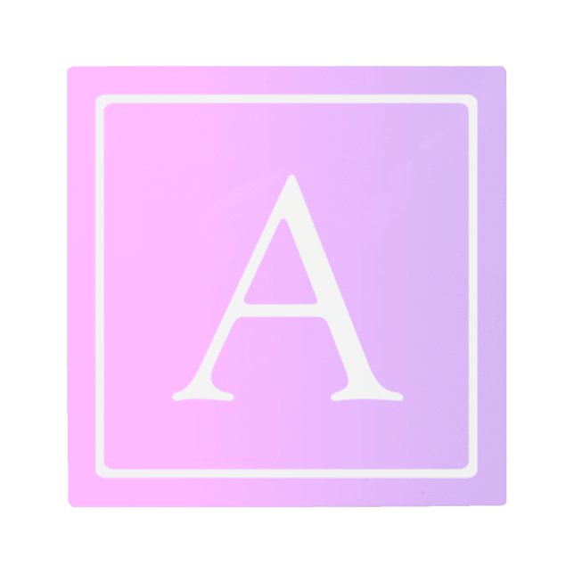 Impresión En Metal Monograma simple | Ombre rosa/morado sutil (Anverso)