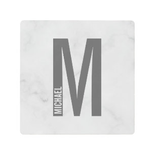 Impresión En Metal Monograma y nombre negrita personalizado moderno