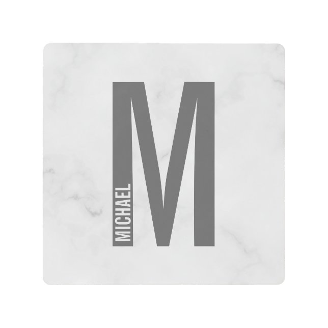 Impresión En Metal Monograma y nombre negrita personalizado moderno (Anverso)