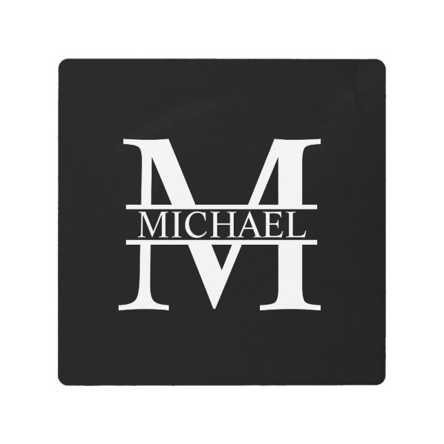 Impresión En Metal Monograma y nombre personalizados (Anverso)