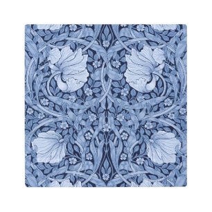 Impresión En Metal Monotona azul impernel. William Morris