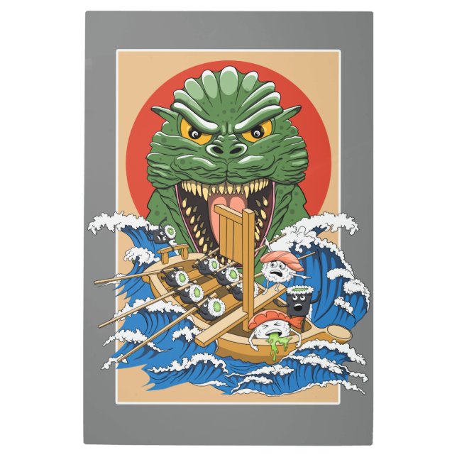 Impresión En Metal Monstruo japonés Sushi Lover (Anverso)