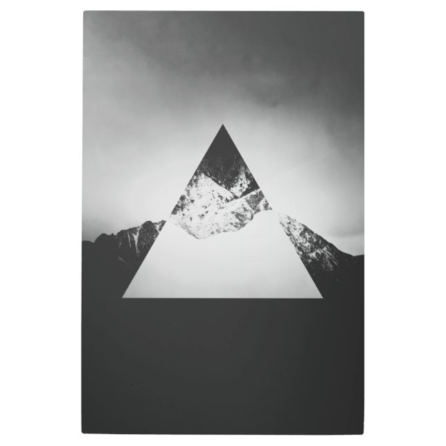 Impresión En Metal Montaña geométrica reflejada en triángulo (Anverso)