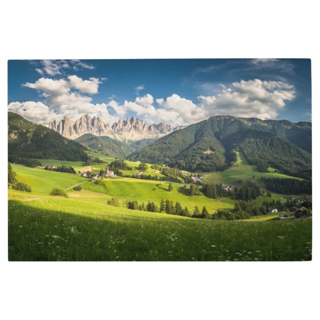 Impresión En Metal Montañas | Valle de Funes, Dolomitas, Italia (Anverso)
