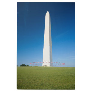 Impresión En Metal Monumentos   Monumento a Washington con banderas