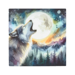 IMPRESIÓN EN METAL MOONLIT WOLF HOWL NOCHE RITUAL, SALVAJE