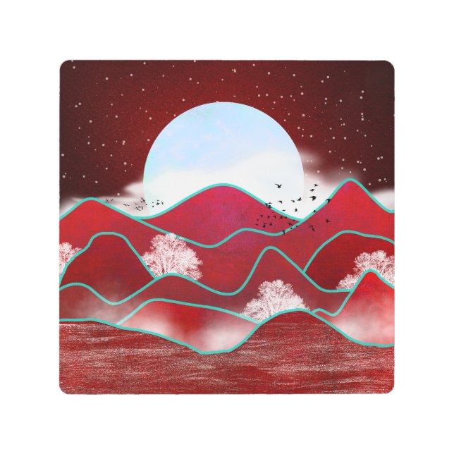 Impresión En Metal Moonrise Roja (Anverso)