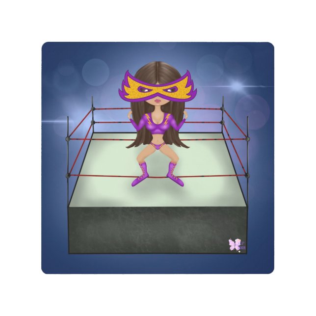 Impresión En Metal Morple Lightning brunette luchadora (Anverso)