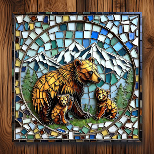 Impresión En Metal Mosaic Tile Bear Ilustracion Wildlife Art