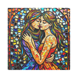 Impresión En Metal Mosaic Tile Style Ai Art Romantic Embrace