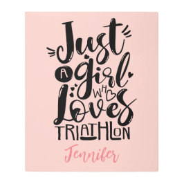 Impresión En Metal Motivación de trendy triatlón Típografía rosa polv