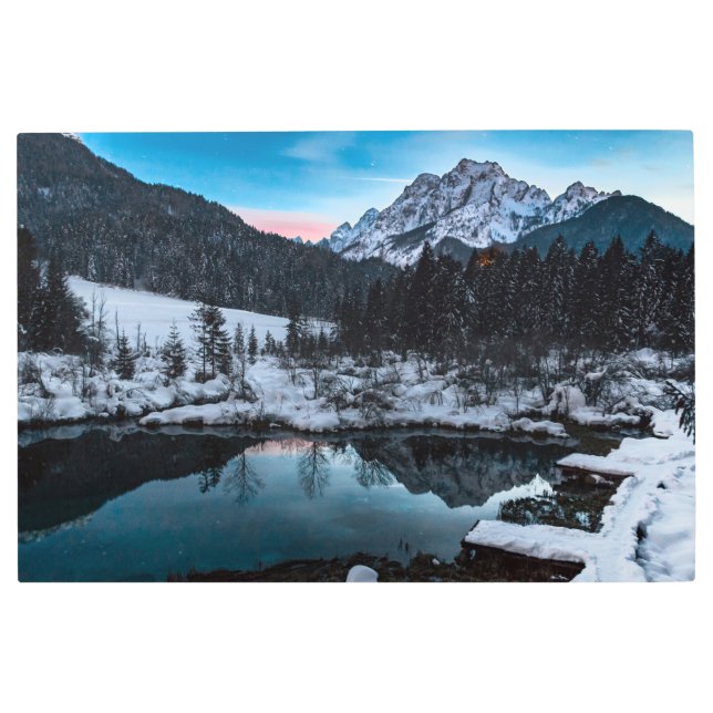 Impresión En Metal Muelles de Zelenci al atardecer (Anverso)