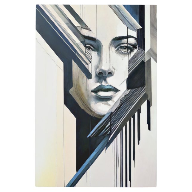 Impresión En Metal Mujer abstracta geométrica (Anverso)