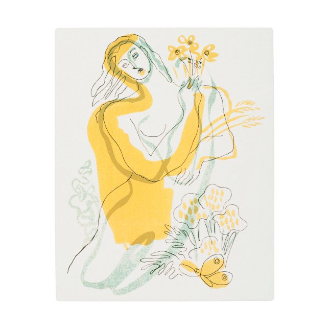 Impresión En Metal Mujer con flores (Anverso)
