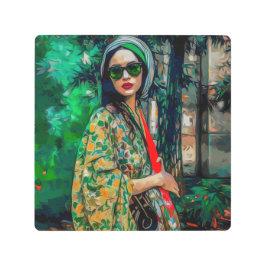 Impresión En Metal Mujer con gafas de sol verdes