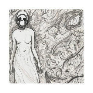 Impresión En Metal Mujer con máscara de gas