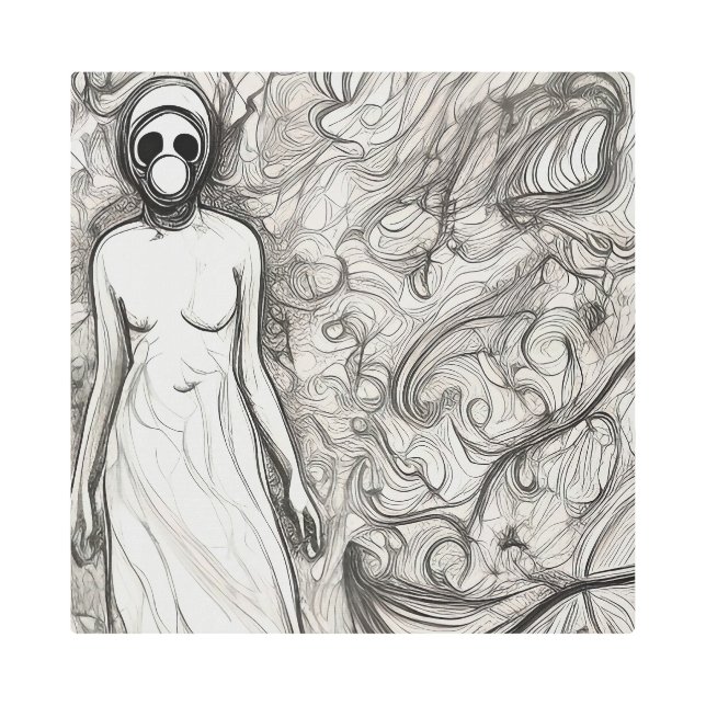 Impresión En Metal Mujer con máscara de gas (Anverso)