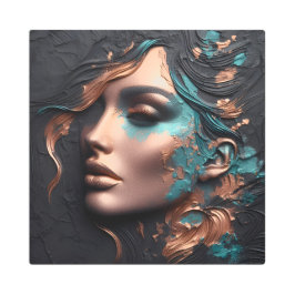 Impresión En Metal Mujer De Cobre - Creación De AI