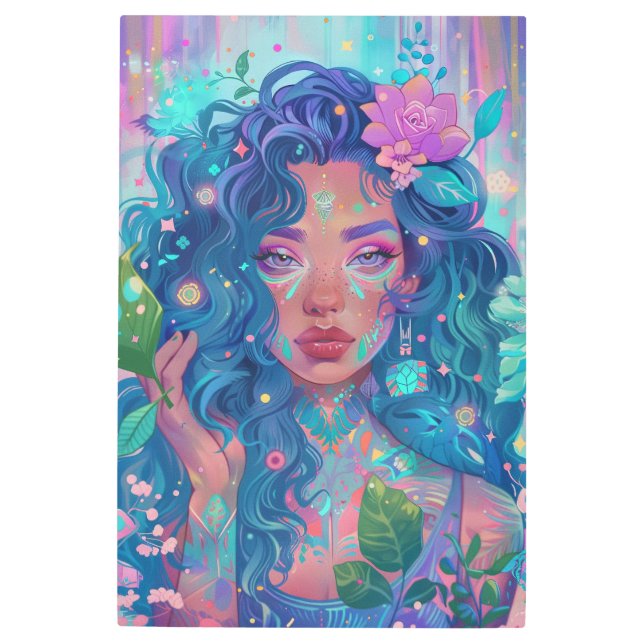 Impresión En Metal *~* Mujer Diosa Esotérica SC4 Floral Botánica (Anverso)